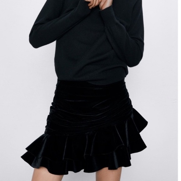 Skirts Zara Velvet Mini Skirt Poshmark